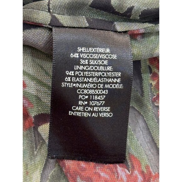 Alice Olivia Burnout Blouse Sheer Black Floral Bird Button-Up Silk Top Size S - Picture 7 of 8